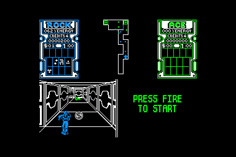 screenshot of the Amstrad CPC game Xybots by GameBase CPC