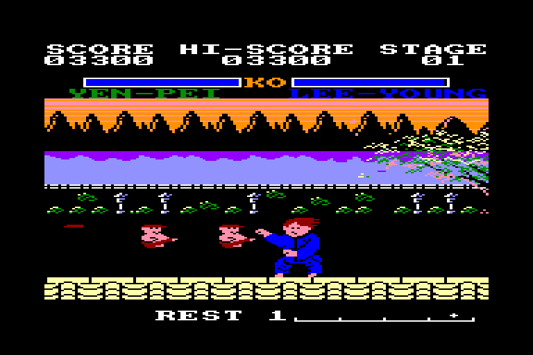 screenshot of the Amstrad CPC game Yie Ar Kung Fu II by GameBase CPC