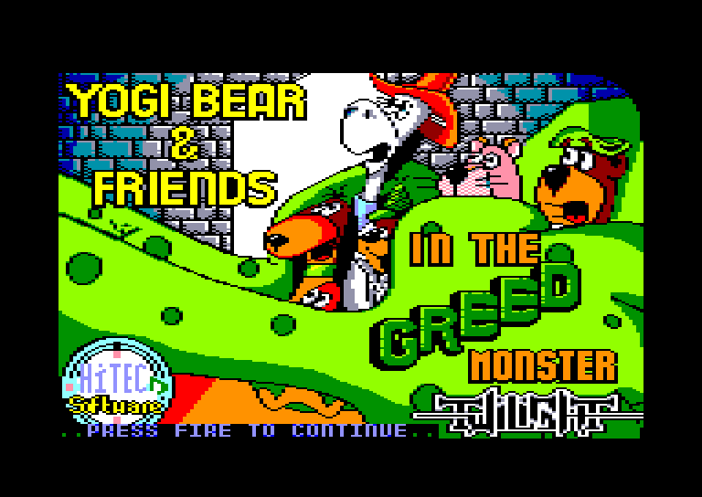 screenshot of the Amstrad CPC game Yogi Bear & Friends in the Greed Monster by GameBase CPC