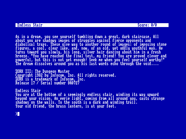screenshot of the Amstrad CPC game Zork III: the dungeon master by GameBase CPC