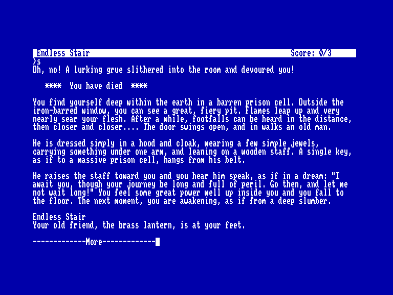 screenshot of the Amstrad CPC game Zork III: the dungeon master by GameBase CPC