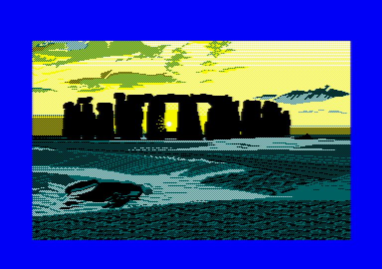 Stonehenge by Jill Lawson, mode 1 picture on an Amstrad CPC