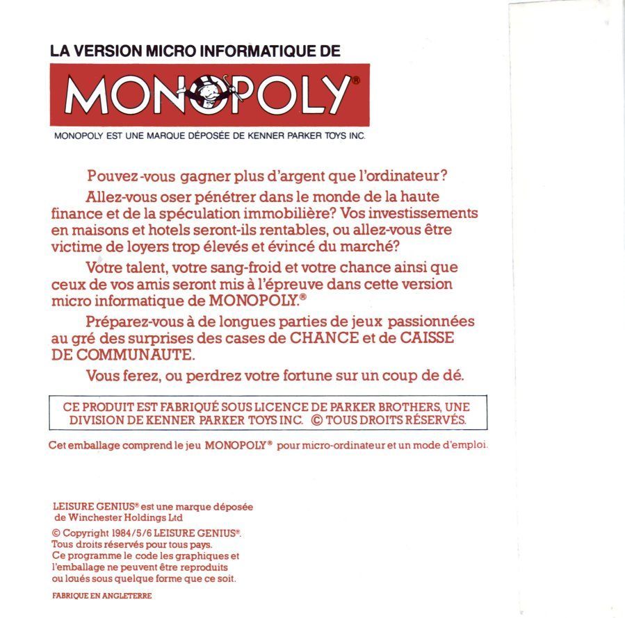 cover of the Amstrad CPC game monopoly by Mig