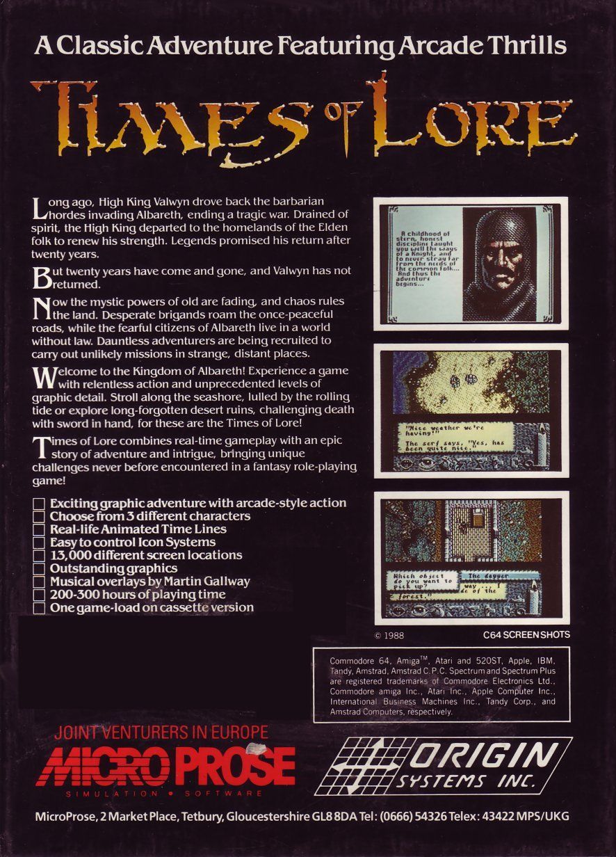 cover of the Amstrad CPC game times_of_lore by Mig