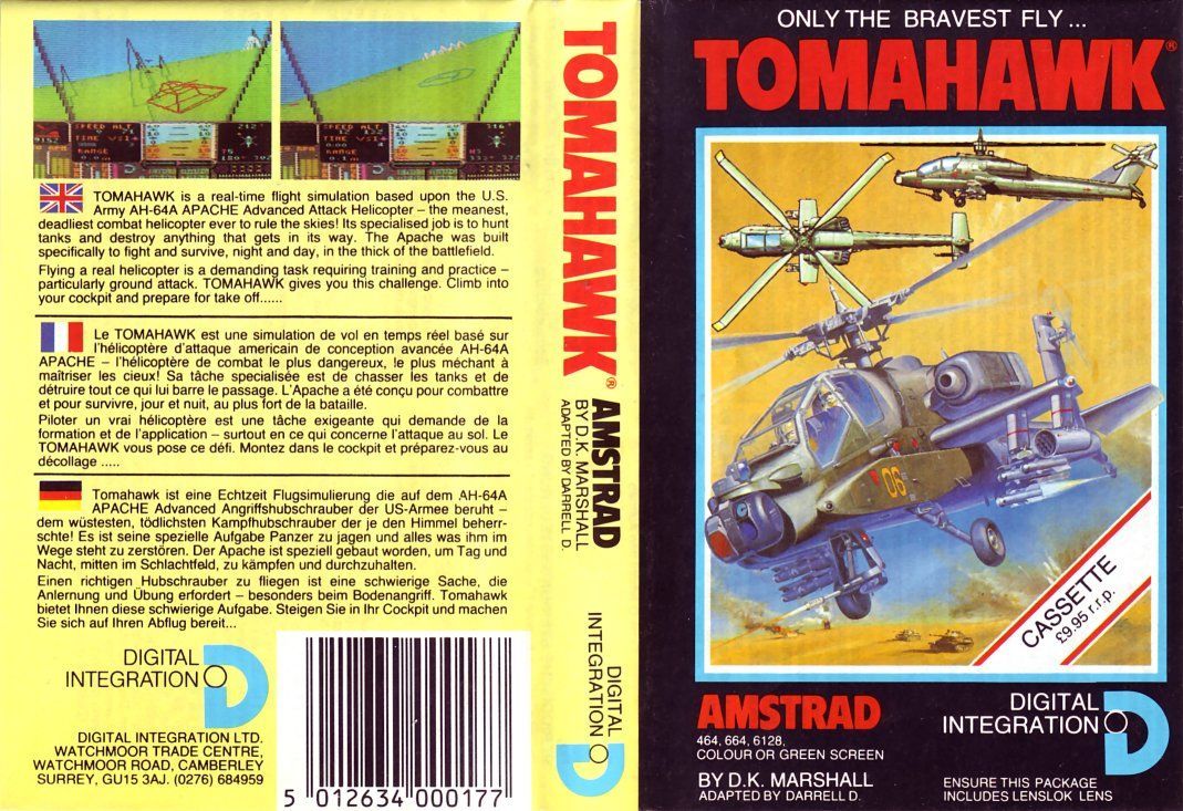 cover of the Amstrad CPC game tomahawk by Mig