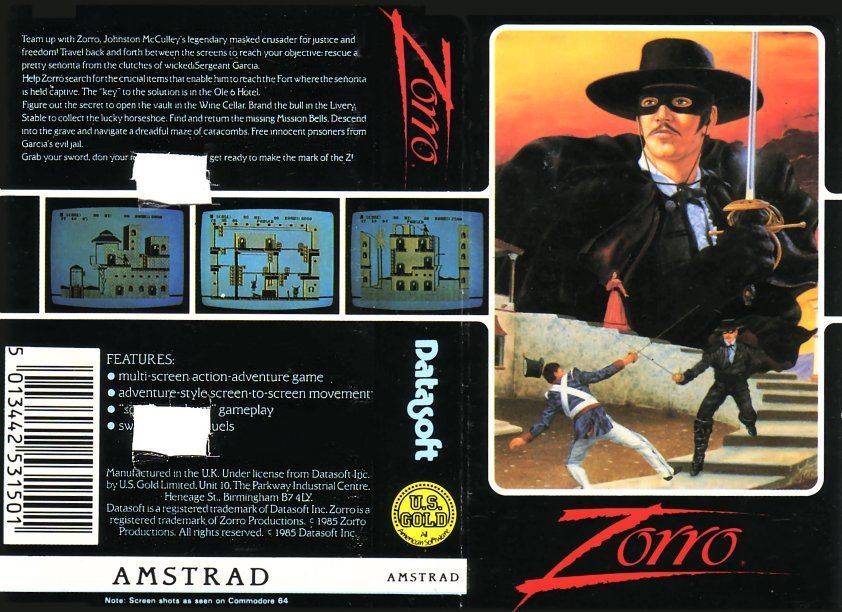 cover of the Amstrad CPC game zorro by Mig